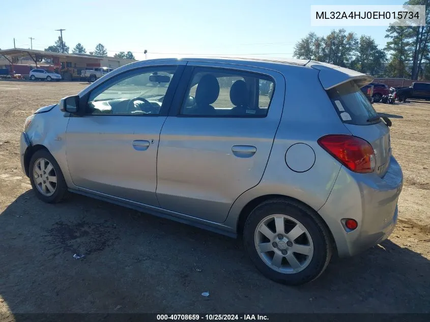 2014 Mitsubishi Mirage Es VIN: ML32A4HJ0EH015734 Lot: 40708659