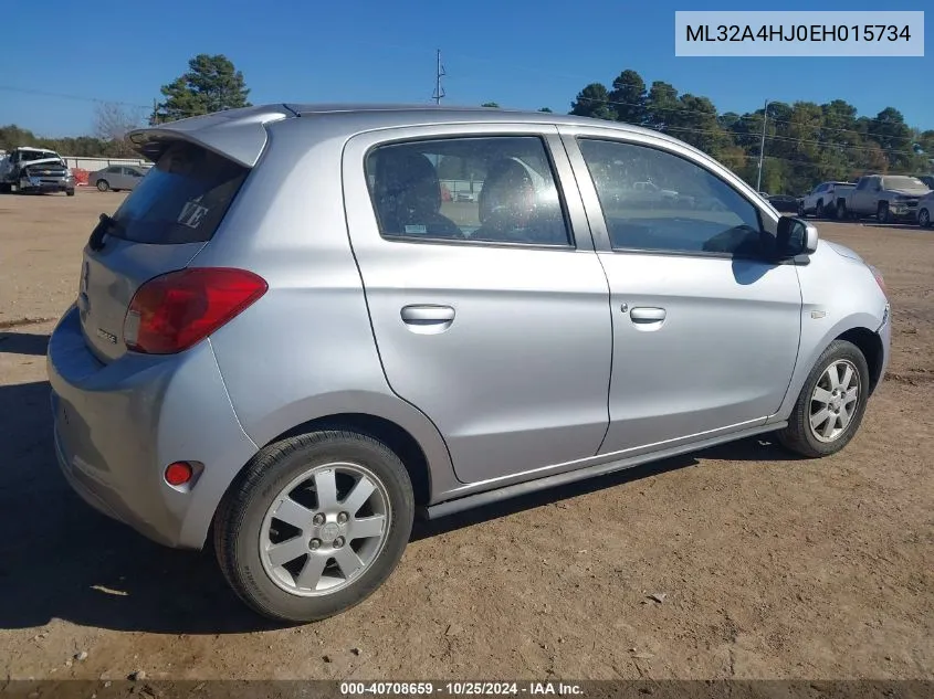 2014 Mitsubishi Mirage Es VIN: ML32A4HJ0EH015734 Lot: 40708659