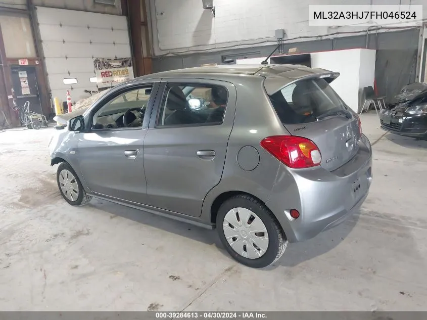 2015 Mitsubishi Mirage De VIN: ML32A3HJ7FH046524 Lot: 39284613