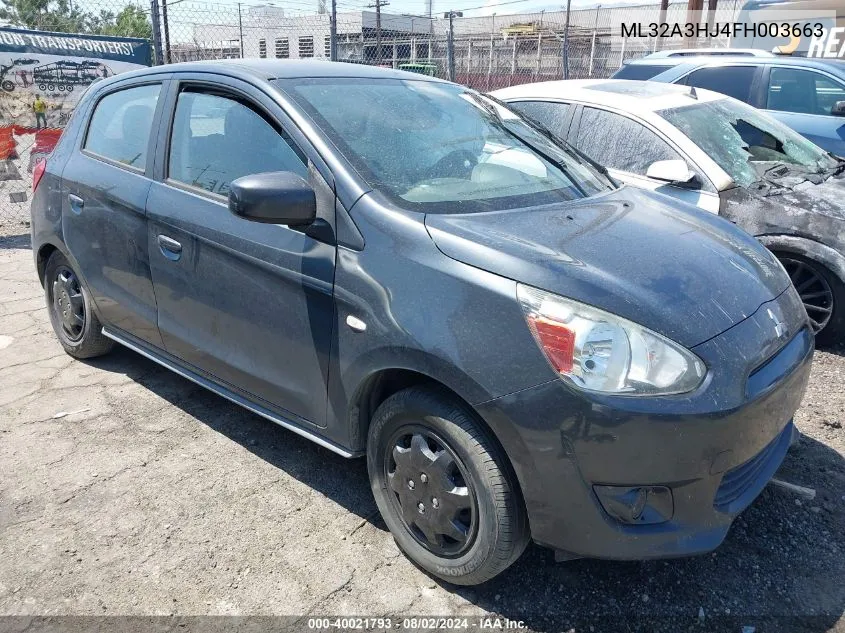 2015 Mitsubishi Mirage De/Rf VIN: ML32A3HJ4FH003663 Lot: 40021793