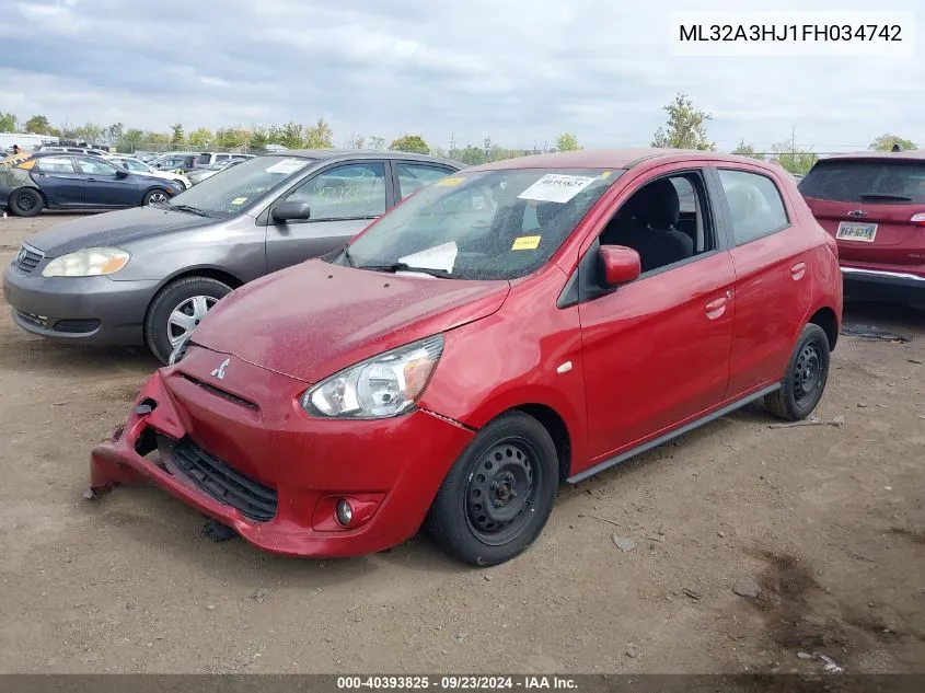 ML32A3HJ1FH034742 2015 Mitsubishi Mirage De