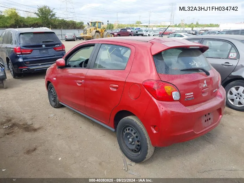 ML32A3HJ1FH034742 2015 Mitsubishi Mirage De