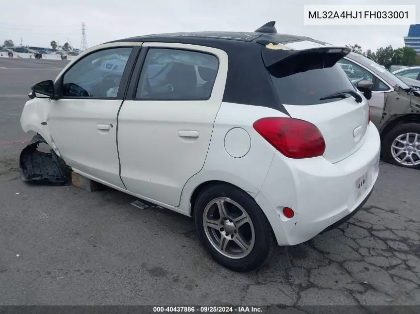 2015 Mitsubishi Mirage Es VIN: ML32A4HJ1FH033001 Lot: 40437886