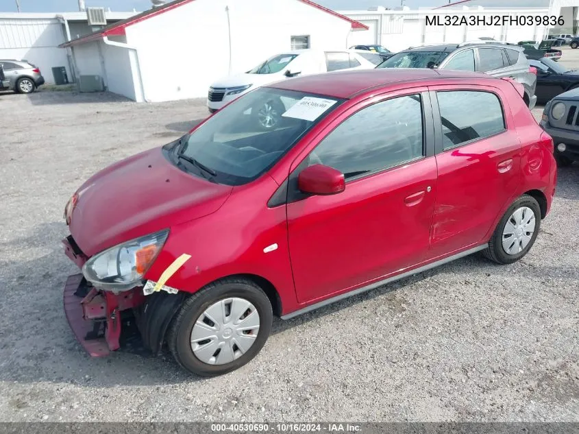 2015 Mitsubishi Mirage De/Rf VIN: ML32A3HJ2FH039836 Lot: 40530690