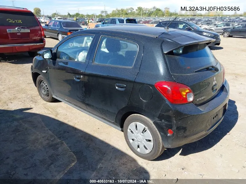 2015 Mitsubishi Mirage De VIN: ML32A3HJ0FH035686 Lot: 40533163