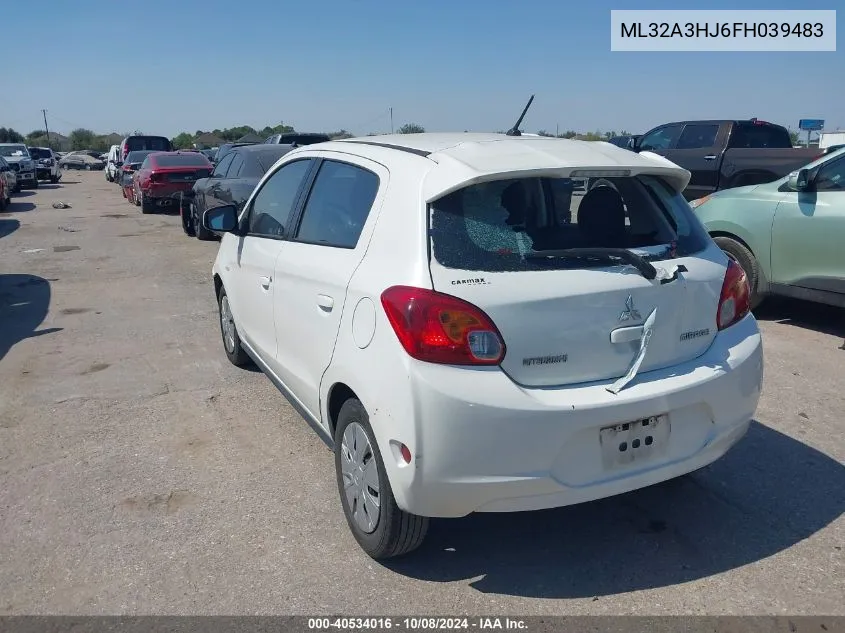 2015 Mitsubishi Mirage De VIN: ML32A3HJ6FH039483 Lot: 40534016