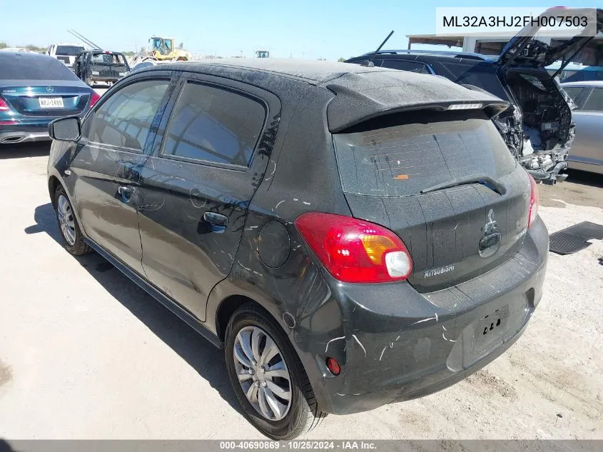 2015 Mitsubishi Mirage De/Rf VIN: ML32A3HJ2FH007503 Lot: 40690869