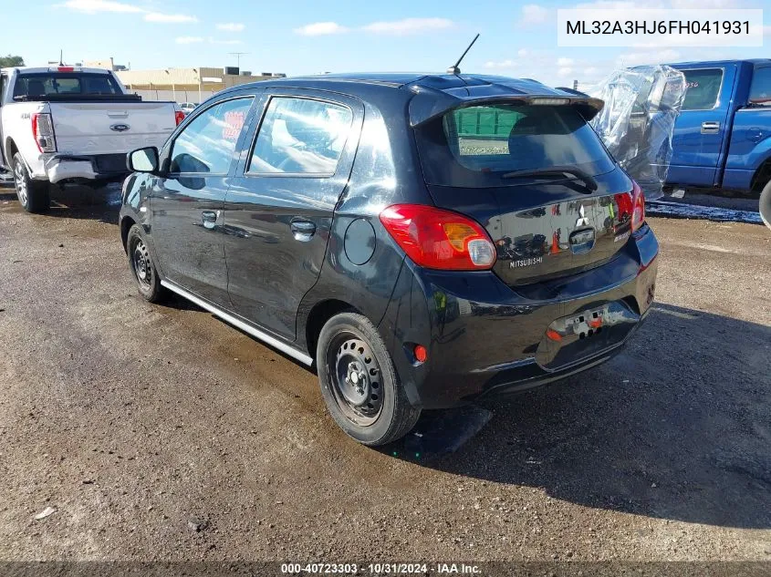 2015 Mitsubishi Mirage De/Rf VIN: ML32A3HJ6FH041931 Lot: 40723303