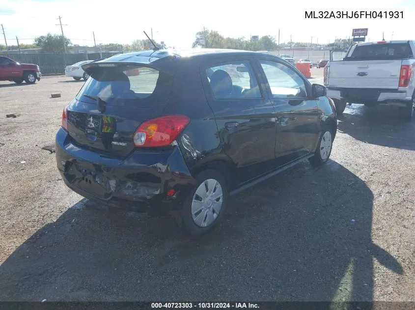 2015 Mitsubishi Mirage De/Rf VIN: ML32A3HJ6FH041931 Lot: 40723303