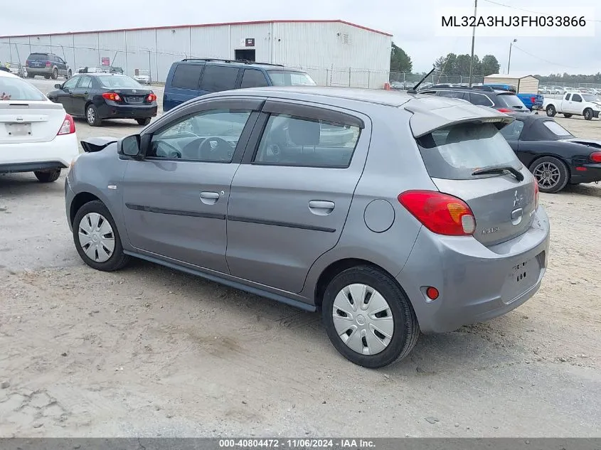 2015 Mitsubishi Mirage De VIN: ML32A3HJ3FH033866 Lot: 40804472