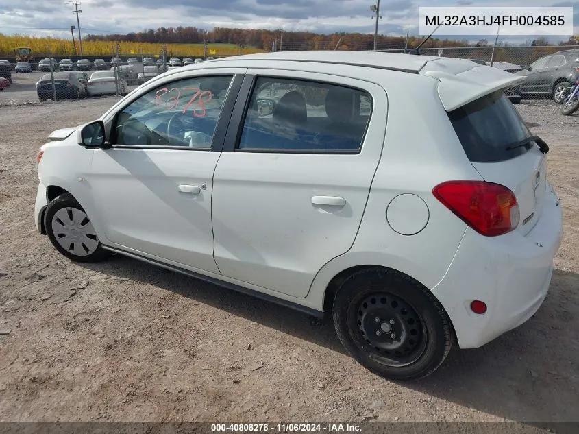 2015 Mitsubishi Mirage De/Rf VIN: ML32A3HJ4FH004585 Lot: 40808278