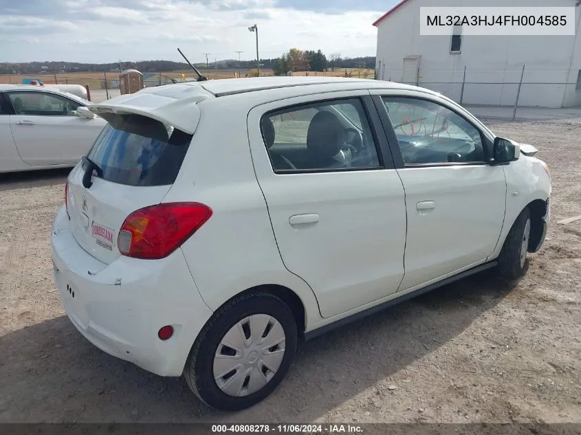 2015 Mitsubishi Mirage De/Rf VIN: ML32A3HJ4FH004585 Lot: 40808278