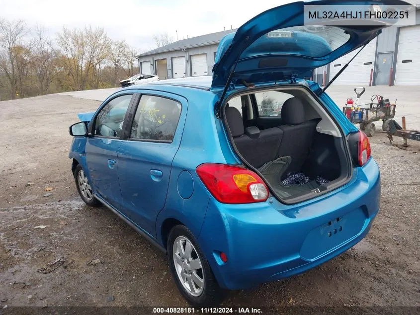 2015 Mitsubishi Mirage Es VIN: ML32A4HJ1FH002251 Lot: 40828181