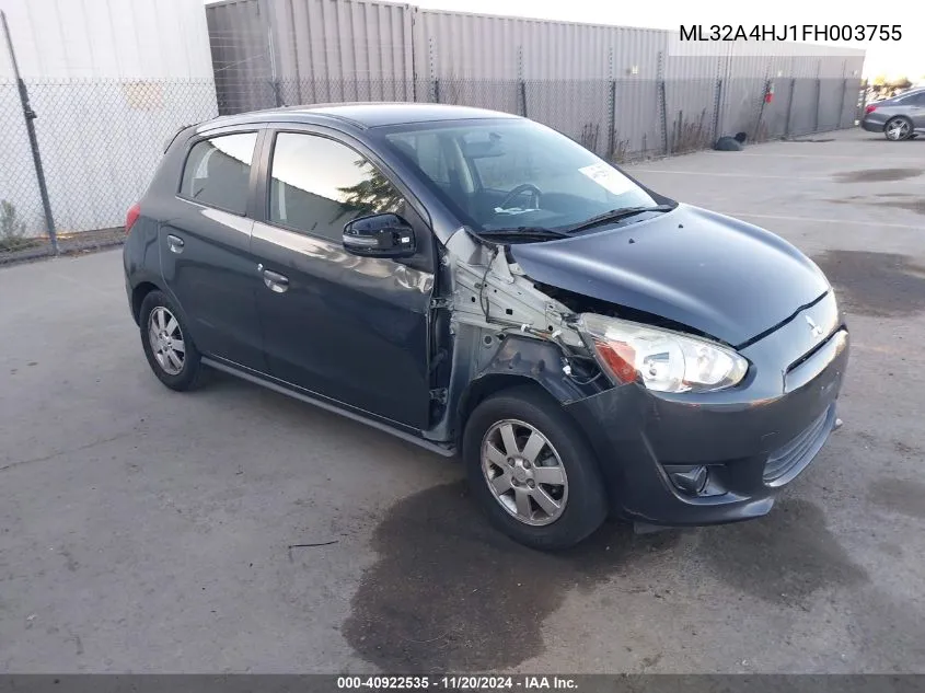 2015 Mitsubishi Mirage Es VIN: ML32A4HJ1FH003755 Lot: 40922535