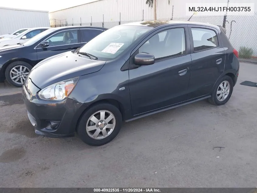 2015 Mitsubishi Mirage Es VIN: ML32A4HJ1FH003755 Lot: 40922535