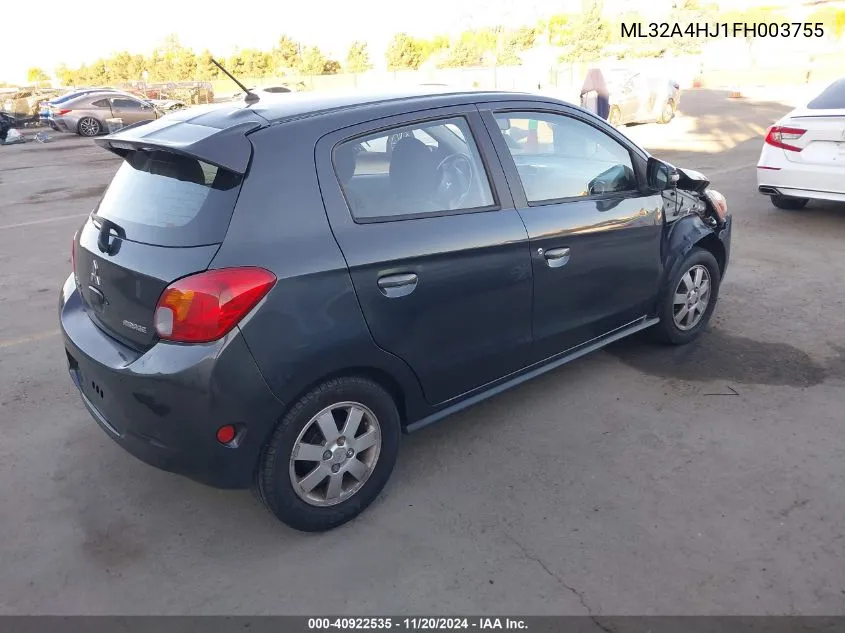 2015 Mitsubishi Mirage Es VIN: ML32A4HJ1FH003755 Lot: 40922535