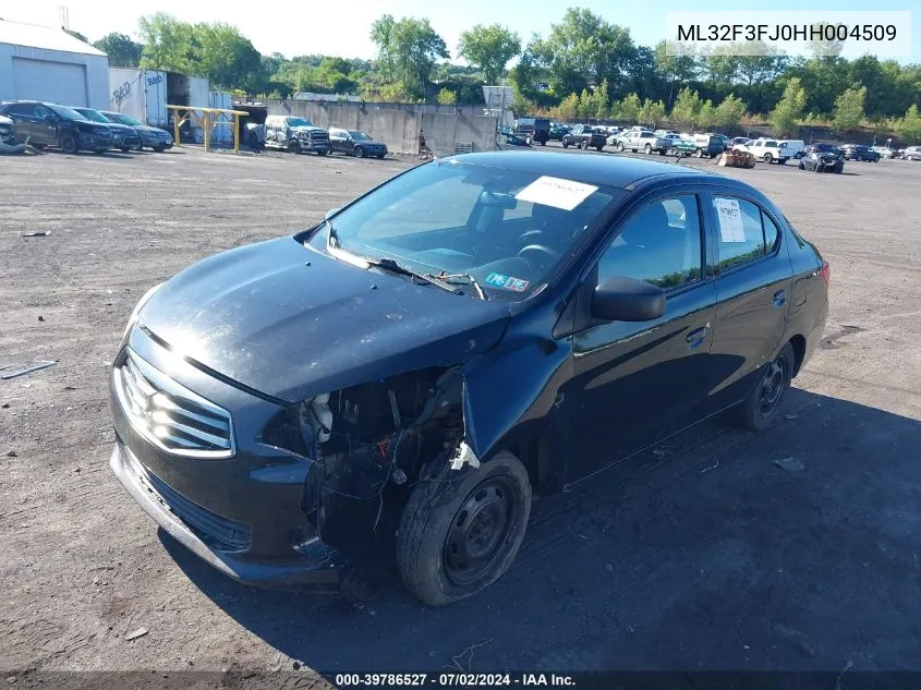 2017 Mitsubishi Mirage G4 Es VIN: ML32F3FJ0HH004509 Lot: 39786527