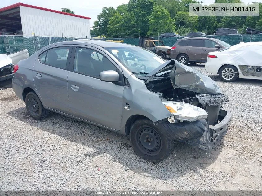 2017 Mitsubishi Mirage G4 Es VIN: ML32F3FJ9HH001415 Lot: 39789712