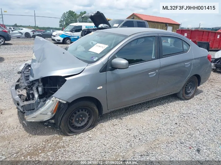 2017 Mitsubishi Mirage G4 Es VIN: ML32F3FJ9HH001415 Lot: 39789712