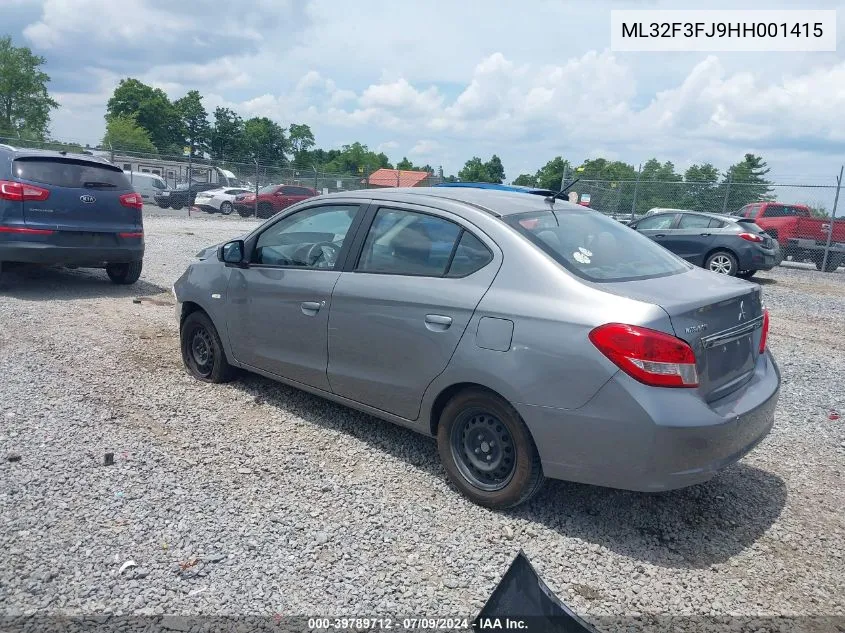 2017 Mitsubishi Mirage G4 Es VIN: ML32F3FJ9HH001415 Lot: 39789712