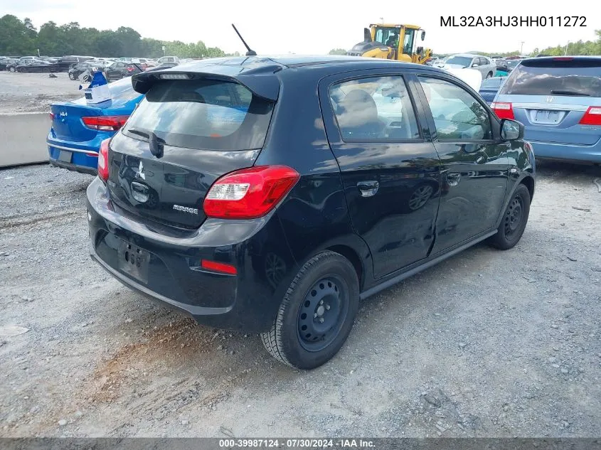 2017 Mitsubishi Mirage Es VIN: ML32A3HJ3HH011272 Lot: 39987124