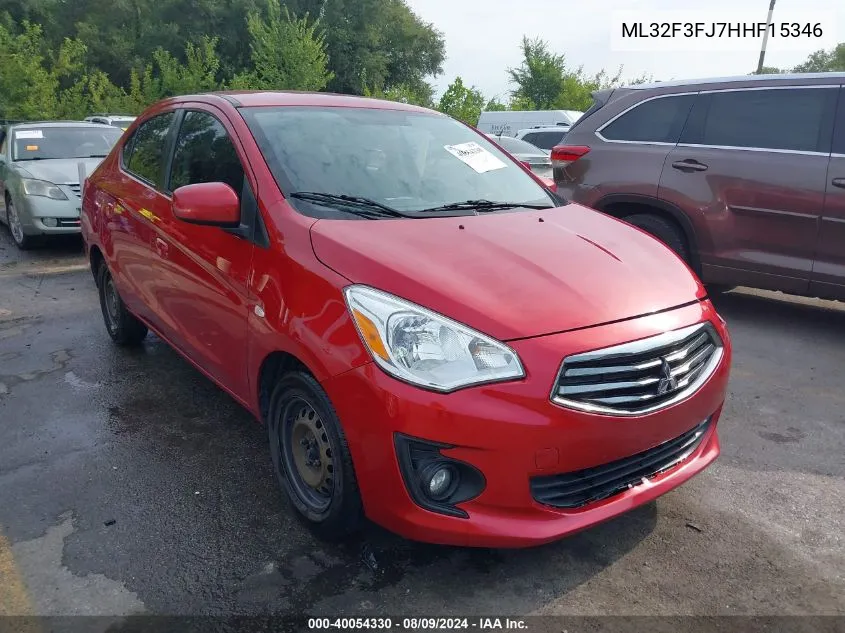 2017 Mitsubishi Mirage G4 Es VIN: ML32F3FJ7HHF15346 Lot: 40054330