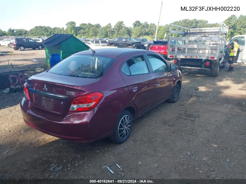 2017 Mitsubishi Mirage G4 Es VIN: ML32F3FJXHH002220 Lot: 40162641