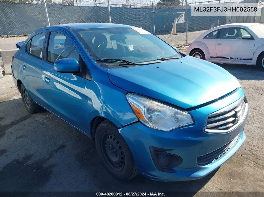 2017 Mitsubishi Mirage G4 Es VIN: ML32F3FJ3HH002558 Lot: 40200912