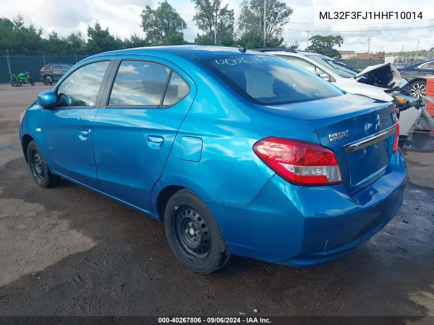 2017 Mitsubishi Mirage G4 Es VIN: ML32F3FJ1HHF10014 Lot: 40267806