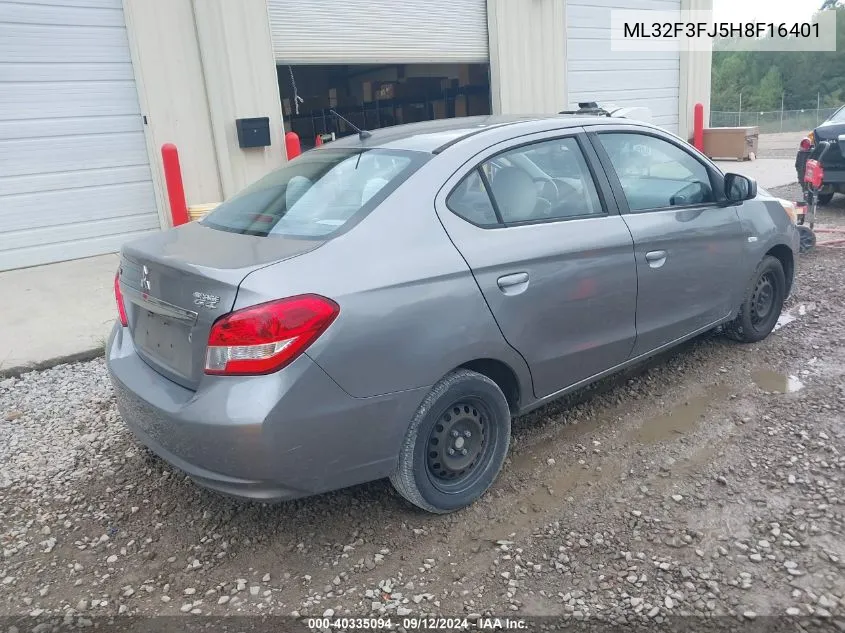 2017 Mitsubishi Mirage G4 Es VIN: ML32F3FJ5H8F16401 Lot: 40335094