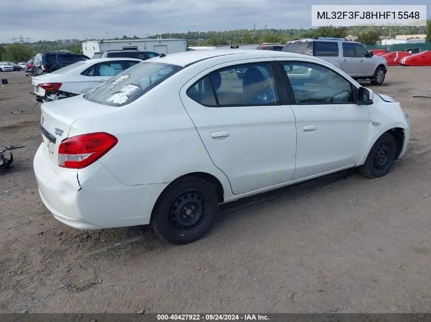 2017 Mitsubishi Mirage G4 Es VIN: ML32F3FJ8HHF15548 Lot: 40427922