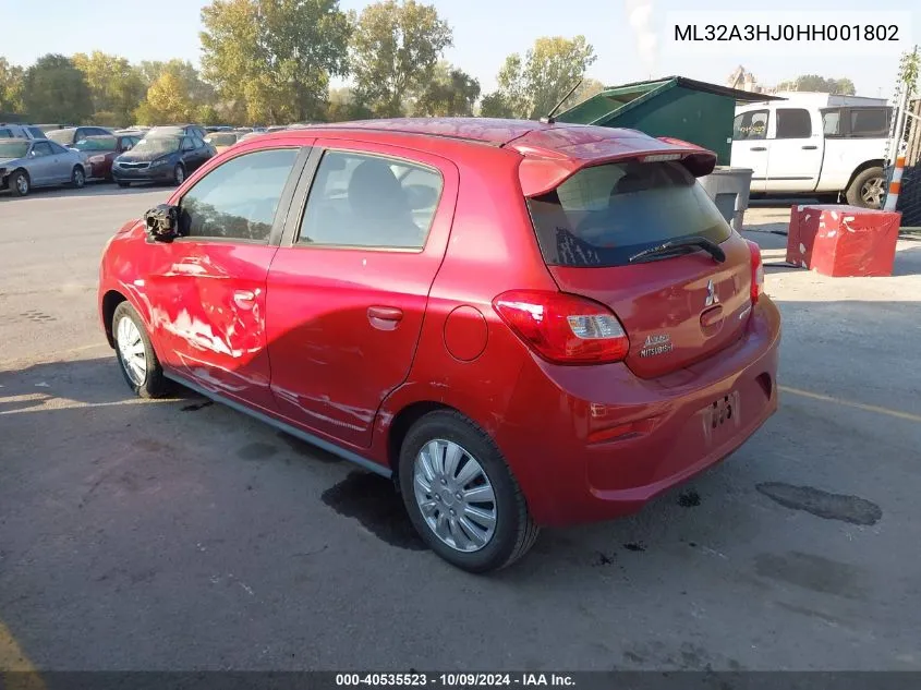 2017 Mitsubishi Mirage Es VIN: ML32A3HJ0HH001802 Lot: 40535523