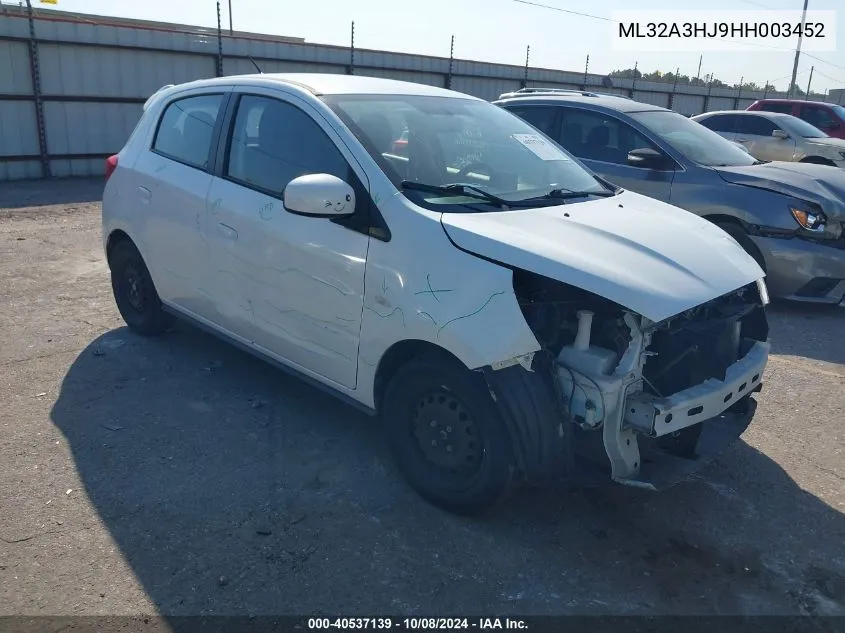 2017 Mitsubishi Mirage Es VIN: ML32A3HJ9HH003452 Lot: 40537139