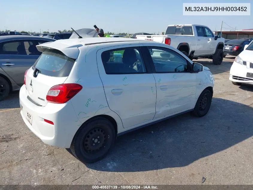 2017 Mitsubishi Mirage Es VIN: ML32A3HJ9HH003452 Lot: 40537139