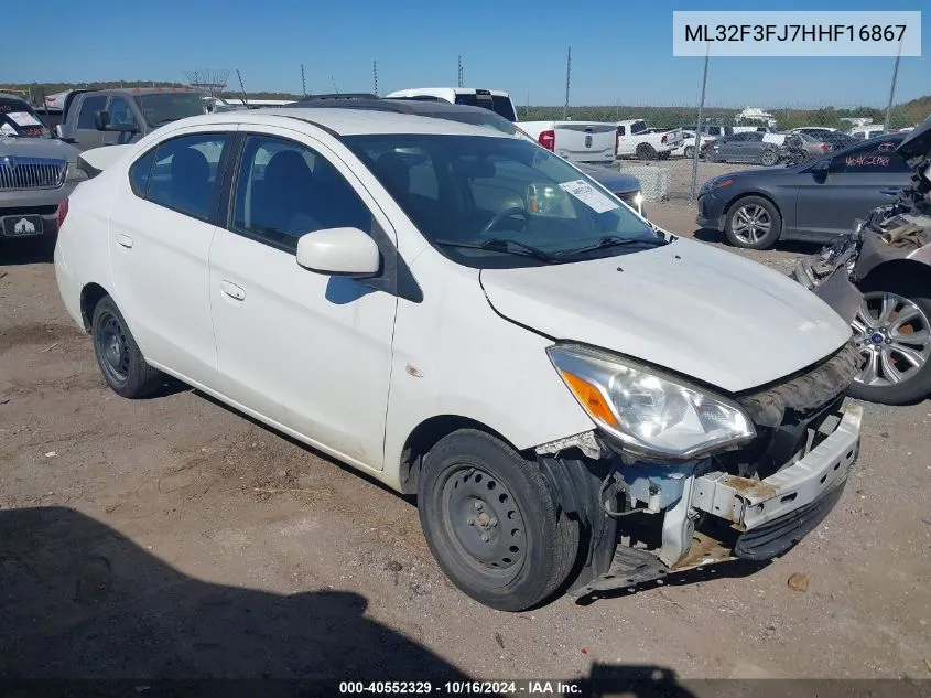 2017 Mitsubishi Mirage G4 Es VIN: ML32F3FJ7HHF16867 Lot: 40552329