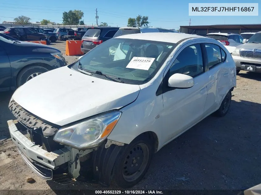 2017 Mitsubishi Mirage G4 Es VIN: ML32F3FJ7HHF16867 Lot: 40552329