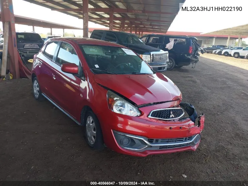 2017 Mitsubishi Mirage Es VIN: ML32A3HJ1HH022190 Lot: 40566047