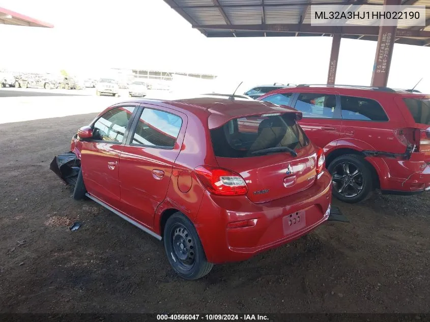 2017 Mitsubishi Mirage Es VIN: ML32A3HJ1HH022190 Lot: 40566047