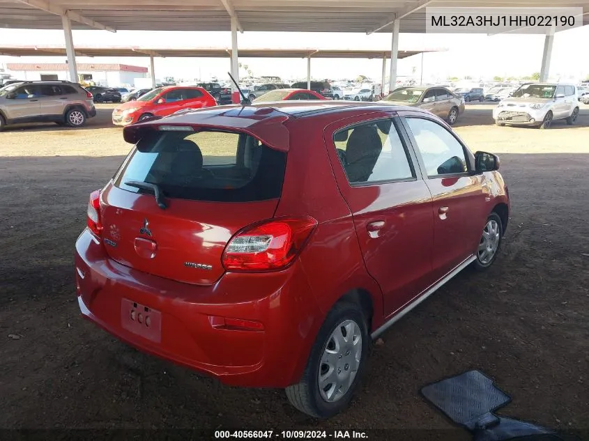 2017 Mitsubishi Mirage Es VIN: ML32A3HJ1HH022190 Lot: 40566047