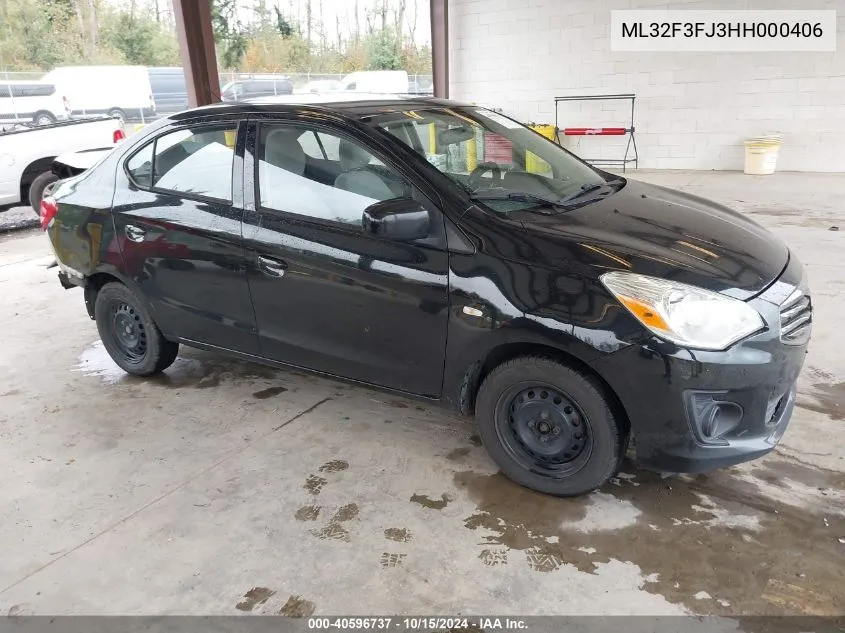 2017 Mitsubishi Mirage G4 Es VIN: ML32F3FJ3HH000406 Lot: 40596737