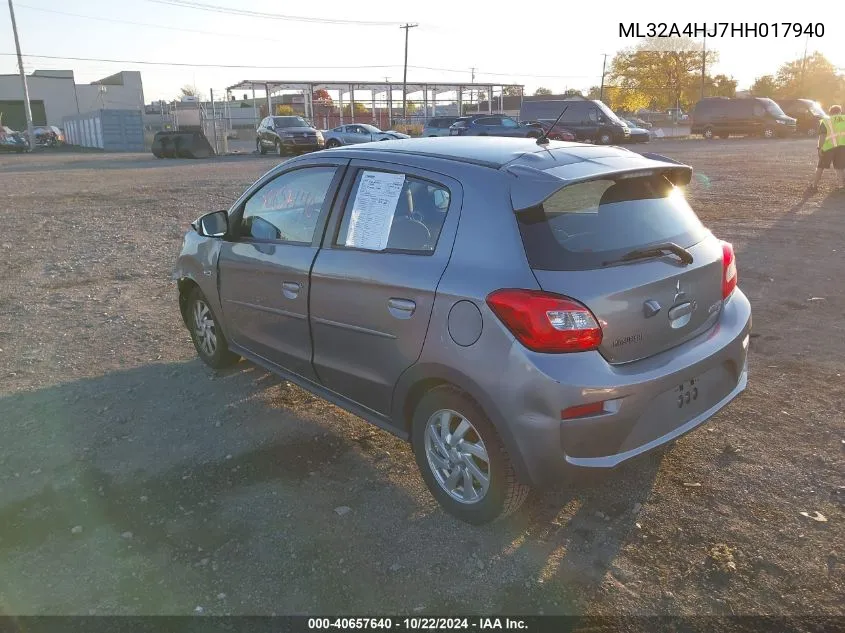 2017 Mitsubishi Mirage Se VIN: ML32A4HJ7HH017940 Lot: 40657640