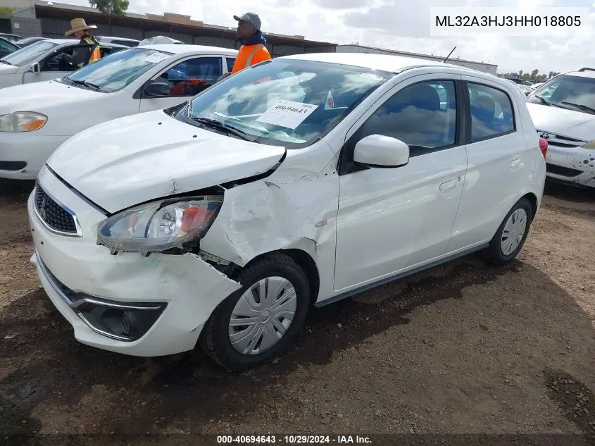 2017 Mitsubishi Mirage Es VIN: ML32A3HJ3HH018805 Lot: 40694643