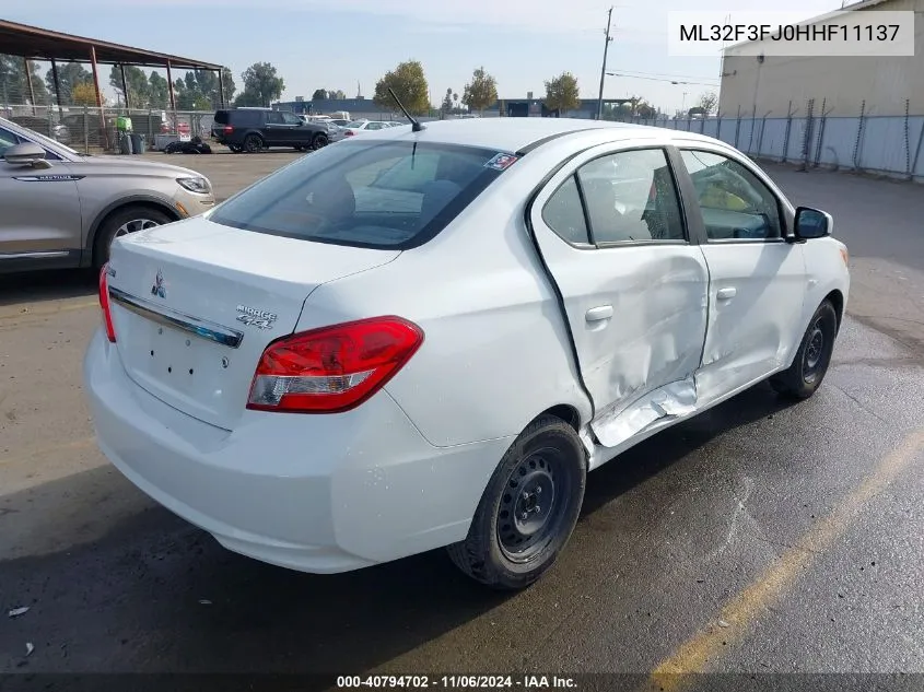 2017 Mitsubishi Mirage G4 Es VIN: ML32F3FJ0HHF11137 Lot: 40794702