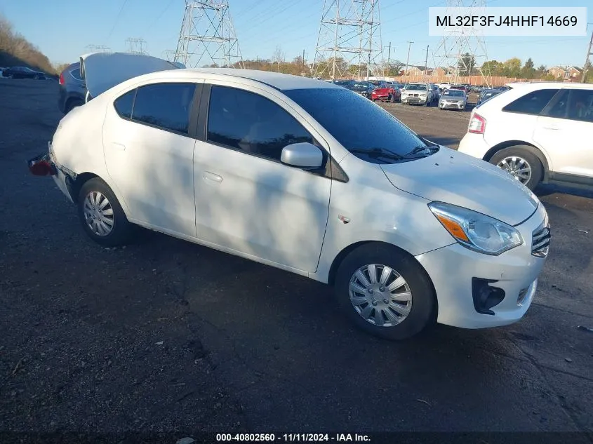 2017 Mitsubishi Mirage G4 Es VIN: ML32F3FJ4HHF14669 Lot: 40802560