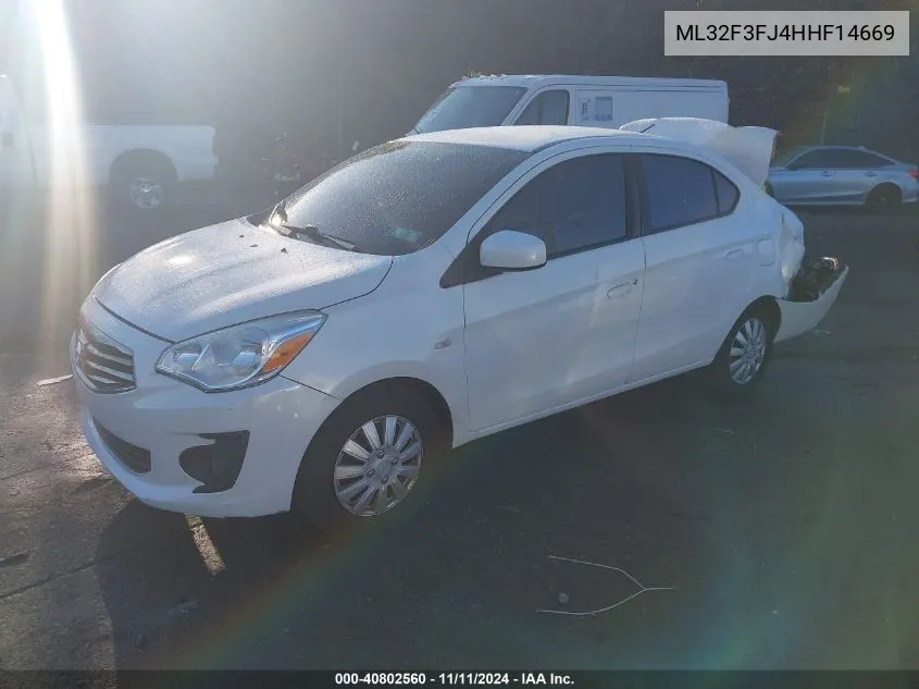 2017 Mitsubishi Mirage G4 Es VIN: ML32F3FJ4HHF14669 Lot: 40802560