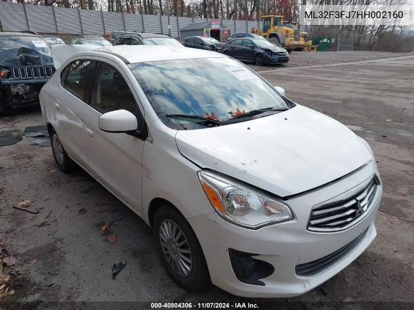 2017 Mitsubishi Mirage G4 Es VIN: ML32F3FJ7HH002160 Lot: 40804306