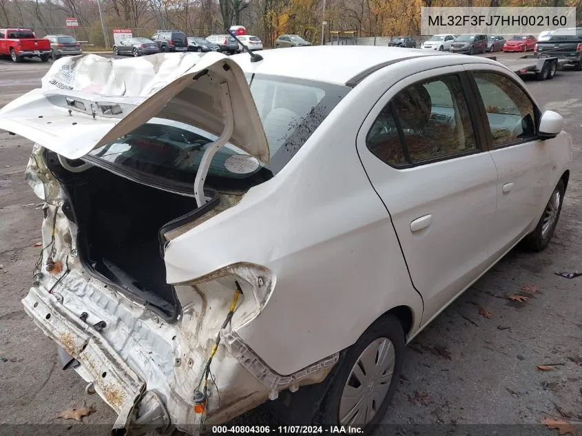 2017 Mitsubishi Mirage G4 Es VIN: ML32F3FJ7HH002160 Lot: 40804306