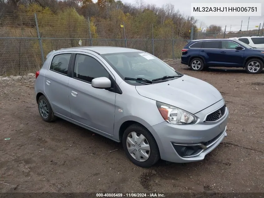 2017 Mitsubishi Mirage Es VIN: ML32A3HJ1HH006751 Lot: 40805459