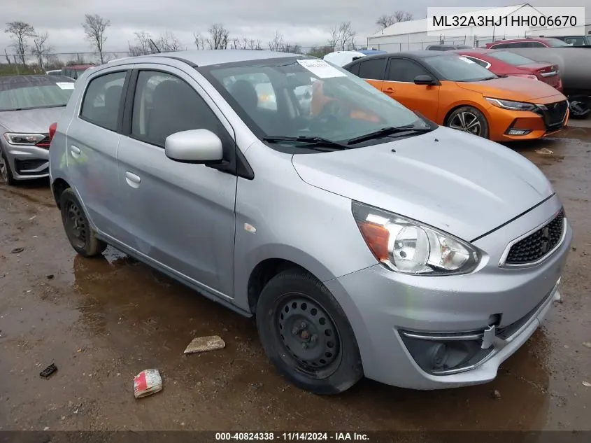 2017 Mitsubishi Mirage Es VIN: ML32A3HJ1HH006670 Lot: 40824338