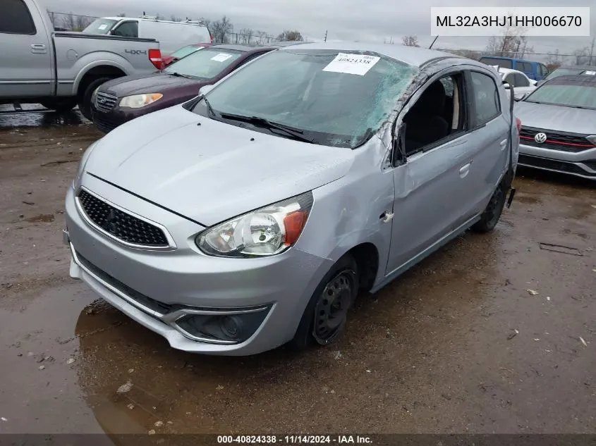 2017 Mitsubishi Mirage Es VIN: ML32A3HJ1HH006670 Lot: 40824338